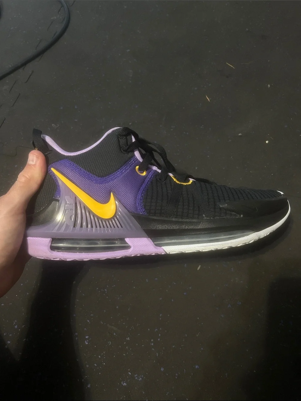 Nike LeBron King shoes purple,black,and yellow